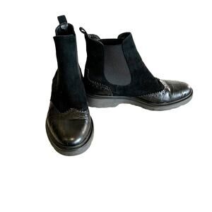 Michele Lopriore Parigi Chelsea Boot Black Leather Suede Size 35 IT / 5‎ US
